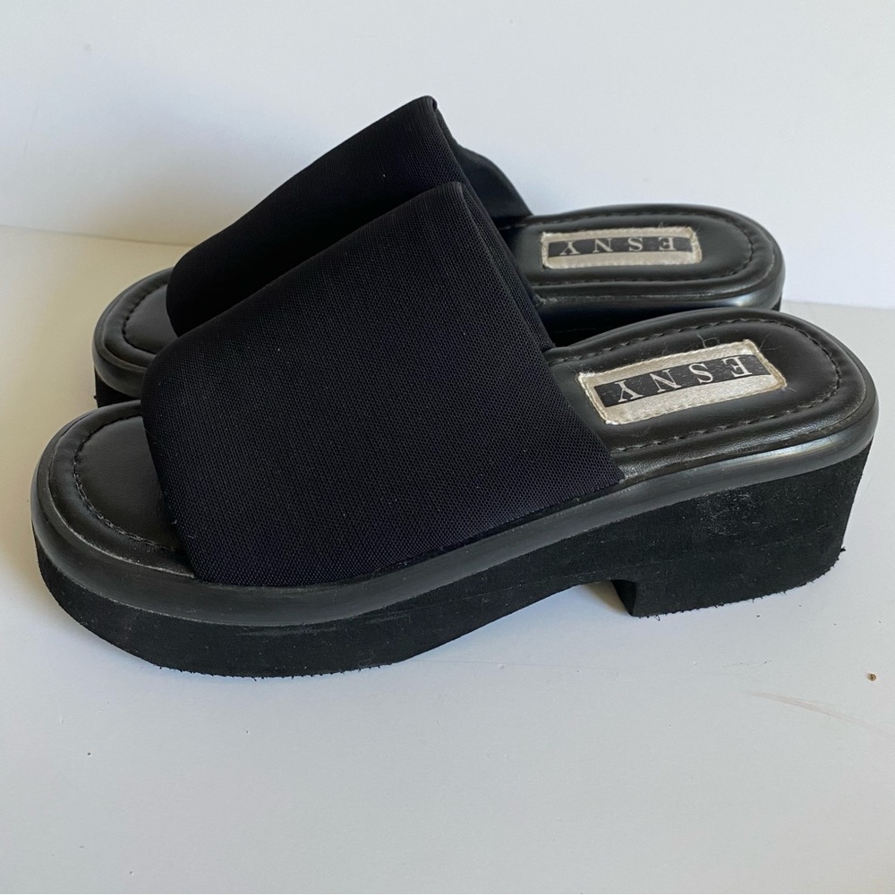 Y2K Black Platform Slinky Slides Sandals 7 8